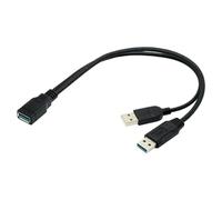 CY Nero USB 3.0 Femmina a Dual USB Maschio Extra Power Data Y Cavo di prolunga per 2,5 pollici Mobile Hard Disk