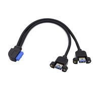 Chenyang - Cavo USB 2.0 da 2 porte, connettore femmina a scheda madre da 20 pin, connettore maschio per pannello frontale, montaggio a vite, 30 cm, angolo di 90 gradi a sinistra