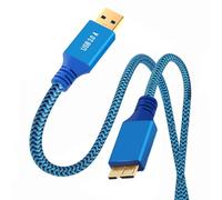 chenyang Cavo USB 3.0 Cavo dati prolunga da USB 3.0 a USB 3.0 Micro-B 5 Gbps Nylon intrecciato blu 0,3M
