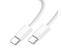 chenyang Cavo USB C in nylon intrecciato, connettore USB C a connettore 480 Mbit/s trasmissione dati PD 27W/65W cavo di ricarica rapido Bianco 2.0M