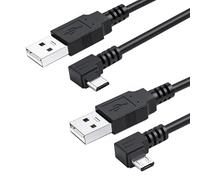 chenyang Confezione da 2 cavi da USB a micro USB, da USB 2.0 maschio a micro USB a 5 pin maschio, cavo di prolunga per ricarica e trasferimento dati, 90 gradi a sinistra/destra, 0,1 m