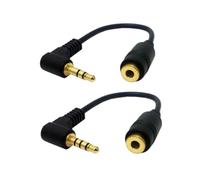 chenyang Confezione da 2 cavi di prolunga per cuffie/audio, 3/4 poli, da maschio 3,5 mm a femmina da 3,5 mm, cavo di prolunga per cuffie stereo con angolo di 90 gradi, 10 cm