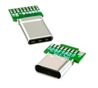 chenyang Confezione da 2 connettori USB C fai da te, USB 3.1 tipo C PD 65 W, connettore a 18 poli e connettore femmina riparazione adattatore saldatura di ricambio con scheda PCB