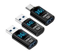 chenyang Confezione da 3 adattatori per display digitale USB, USB 3.2 10 Gbps PD 36 W/60 W, trasferimento dati a ricarica rapida, tester di potenza, convertitore