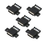 chenyang Confezione da 5 connettori USB C fai da te, USB C 6 Pin PD 65 W carica attacco femmina riparazione adattatore saldatura di ricambio con fori di montaggio SCEW tipo piatto