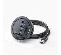 chenyang HUB desktop USB 3.0 con montaggio a incasso, 2 porte USB 3.0/1 porta USB C Foro passacavo HUB da 2,36" (60 mm) con porta per lettore di schede SD/TF