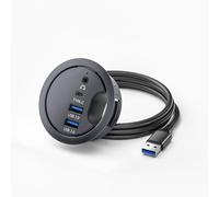 chenyang HUB desktop USB 3.0 con montaggio a incasso, 2 porte USB 3.0/1 porta USB C HUB con foro passacavo da 2,36" (60 mm) con porta audio da 3,5 mm