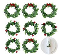 CHENYU 12 Pezzi Natale Portatovaglioli con Bacche Rosse Festa Delle Farfalleriutilizzabile Portatovaglioli di Natale 6 cm DIY Ghirlanda Nozze Ringraziamento Partito Natale Decorazioni per la Tavola
