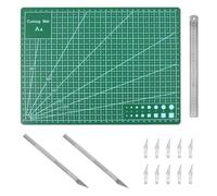 CHENYU 14 Pezzi Tappetino da Taglio A4 Autoriparante in PVC a Doppio Lato con Righello in Acciaio 30 cm, 2 Bisturi in Metallo e 10 Lame di Ricambio per Artigianato Scrapbooking Disegno Stencil, Verde