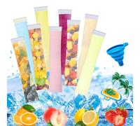 CHENYU 150 Pezzi Sacchetti per Ghiaccioli Con Imbutosenza Bpa Bustine per Ghiaccioli Adatto per Feste di Gelato Alla Frutta Frullato Yogurt Fai da Te (28x5.5cm)