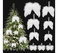 CHENYU Ornamenti Natalizi 10 Pezzi ali d'Angelo Ornamenti Natalizi Bianco Riutilizzabile Albero di Natale ali di Piume Ciondolo Accessori Decorativi per Abbigliamento per Mini Bambole Barbie