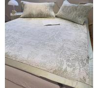 ChenYuNiu MATTO RATTAN SEGGIO ICE, LETTO DISTRO CON MOTORE FLORALE, BENDEGNO SUST CHIEDE, fogli traspiranti leggeri e lavabili in lavatrice per tutte le stagioni (verde, 1,8 m (6 piedi) letto)