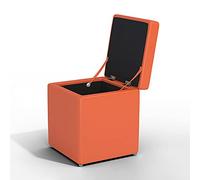 ChenYuNiu Poggiapiedi di stoccaggio quadrato ottomano, sedile in tessuto con coperchio rimovibile, panca a vagone in legno massiccio, design dell'aspetto, adatto a un ambiente di decorazione in stile