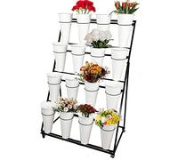 ChenYuNiu Stand da pianta a rotolamento a 3 Livelli - Scaffale per esposizioni da Giardino Mobile per Fiore Interno/Esterno e Disposizione delle Piante