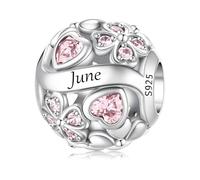 ChenYuTe 925 Argento Sterling Ciondolo Charms di Nascita, Ciondolo Quadrifoglio Fortunato Stile Bohémien, Regalo di Compleanno o Festa per Donna, Regalo di Compleanno o Festa per Donna
