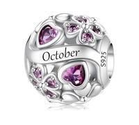 ChenYuTe 925 Argento Sterling Ciondolo Charms di Nascita, Ciondolo Quadrifoglio Fortunato Stile Bohémien, Regalo di Compleanno o Festa per Donna, Regalo di Compleanno o Festa per Donna