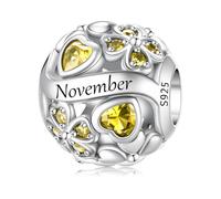 ChenYuTe 925 Argento Sterling Ciondolo Charms di Nascita, Ciondolo Quadrifoglio Fortunato Stile Bohémien, Regalo di Compleanno o Festa per Donna, Regalo di Compleanno o Festa per Donna