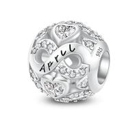 ChenYuTe 925 Ciondolo di Pietra di Nascita in Argento Sterling per i Gioielli del Braccialetto di Fascino di Pandora, Charms del Cuore dell'amore per i Braccialetti e le Collane