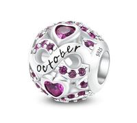 ChenYuTe 925 Ciondolo di Pietra di Nascita in Argento Sterling per i Gioielli del Braccialetto di Fascino di Pandora, Charms del Cuore dell'amore per i Braccialetti e le Collane