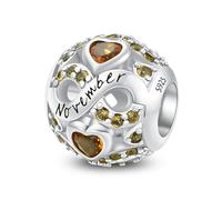 ChenYuTe 925 Ciondolo di Pietra di Nascita in Argento Sterling per i Gioielli del Braccialetto di Fascino di Pandora, Charms del Cuore dell'amore per i Braccialetti e le Collane