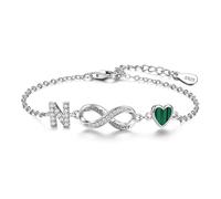 ChenYuTe Bracciale da donna argento sterling 925, dal design unico che fonde il simbolo dell'infinito, motivi a forma di cuore e le 26 lettere dell'alfabeto， il regalo perfetto per una donna