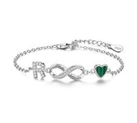 ChenYuTe Bracciale da donna argento sterling 925, dal design unico che fonde il simbolo dell'infinito, motivi a forma di cuore e le 26 lettere dell'alfabeto， il regalo perfetto per una donna