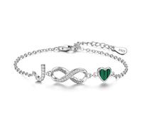 ChenYuTe Bracciale da donna argento sterling 925, dal design unico che fonde il simbolo dell'infinito, motivi a forma di cuore e le 26 lettere dell'alfabeto， il regalo perfetto per una donna