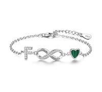 ChenYuTe Bracciale da donna argento sterling 925, dal design unico che fonde il simbolo dell'infinito, motivi a forma di cuore e le 26 lettere dell'alfabeto， il regalo perfetto per una donna