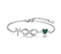 ChenYuTe Bracciale da donna argento sterling 925, dal design unico che fonde il simbolo dell'infinito, motivi a forma di cuore e le 26 lettere dell'alfabeto， il regalo perfetto per una donna