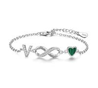 ChenYuTe Bracciale da donna argento sterling 925, dal design unico che fonde il simbolo dell'infinito, motivi a forma di cuore e le 26 lettere dell'alfabeto， il regalo perfetto per una donna