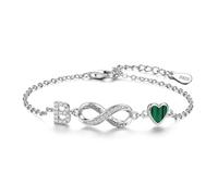 ChenYuTe Bracciale da donna argento sterling 925, dal design unico che fonde il simbolo dell'infinito, motivi a forma di cuore e le 26 lettere dell'alfabeto， il regalo perfetto per una donna