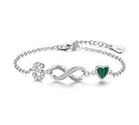 ChenYuTe Bracciale da donna argento sterling 925, dal design unico che fonde il simbolo dell'infinito, motivi a forma di cuore e le 26 lettere dell'alfabeto， il regalo perfetto per una donna