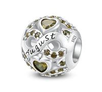 ChenYuTe Charms di Pietra di Nascita in Argento Sterling 932 Per i Gioielli del Braccialetto di Fascino di Pandora, Charms del Cuore Dell'amore Per i Braccialetti e le Collane