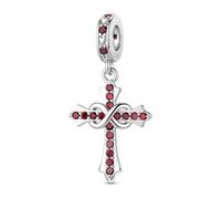 ChenYuTe Ciondolo in Charms Sterling 925 per Compleanno, Charm croce, Bead Charm da donna, adatti per Bracciali, Collane e altri Gioielli, design Originale “Eternità” un regalo per lei
