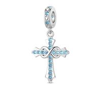ChenYuTe Ciondolo in Charms Sterling 925 per Compleanno, Charm croce, Bead Charm da donna, adatti per Bracciali, Collane e altri Gioielli, design Originale “Eternità” un regalo per lei