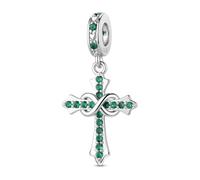 ChenYuTe Ciondolo in Charms Sterling 925 per Compleanno, Charm croce, Bead Charm da donna, adatti per Bracciali, Collane e altri Gioielli, design Originale “Eternità” un regalo per lei