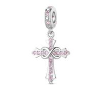 ChenYuTe Ciondolo in Charms Sterling 925 per Compleanno, Charm croce, Bead Charm da donna, adatti per Bracciali, Collane e altri Gioielli, design Originale “Eternità” un regalo per lei