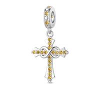 ChenYuTe Ciondolo in Charms Sterling 925 per Compleanno, Charm croce, Bead Charm da donna, adatti per Bracciali, Collane e altri Gioielli, design Originale “Eternità” un regalo per lei