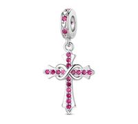 ChenYuTe Ciondolo in Charms Sterling 925 per Compleanno, Charm croce, Bead Charm da donna, adatti per Bracciali, Collane e altri Gioielli, design Originale “Eternità” un regalo per lei