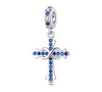 ChenYuTe Ciondolo in Charms Sterling 925 per Compleanno, Charm croce, Bead Charm da donna, adatti per Bracciali, Collane e altri Gioielli, design Originale “Eternità” un regalo per lei