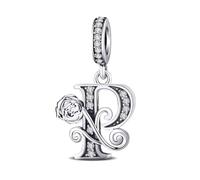 ChenYuTe - Ideale per i charm a lettera dei bracciali Pandora romantici charm a forma di rosa. Un perfetto regalo di gioielleria per te stessa, la mamma, la figlia o le amiche.