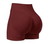 CHENZKBD Abbigliamento Yoga Donna Tight Alta Vita Hip Lift Senza Cuciture Traspirante Elastica Sport Fitness Tre Quarti Shorts-Rosso-s