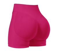 CHENZKBD Abbigliamento Yoga Donna Tight Alta Vita Hip Lift Senza Cuciture Traspirante Elastica Sport Fitness Tre Quarti Shorts-Rosso Chiaro-m