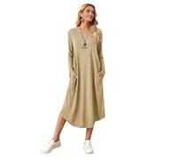 CHENZKBD Abiti da Donna Abito A Maglia Autunnale E Invernale con Cuciture Laterali Dritte E Orlo Curvo Rotondo E Abiti Sciolti per Donne-f-l