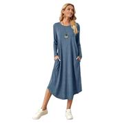 CHENZKBD Abiti da Donna Abito A Maglia Autunnale E Invernale con Cuciture Laterali Dritte E Orlo Curvo Rotondo E Abiti Sciolti per Donne-e-XL