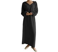 CHENZKBD Abiti da Donna Autunno E Inverno Nuova Moda Camicia Gonna Lunga Maglione Tempo Libero Abiti A Maniche Lunghe per Le Donne-Nero-m