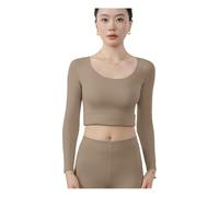 CHENZKBD Maglia Termica Riscaldamento Senza Soluzione di continuità Tedesco A Doppia Faccia Velluto per Donne in Autunno E Inverno-marrone-2xl