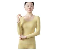 CHENZKBD Maglia Termica Riscaldamento Senza Soluzione di continuità Tedesco A Doppia Faccia Velluto per Donne in Autunno E Inverno-giallo-3xl