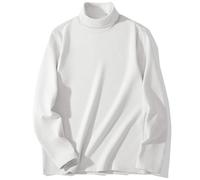 CHENZKBD Maglia Termica Top con Caldi da Fondo in Velluto di Seta Alta Lana Autunno E Invernali-Bianco-XL