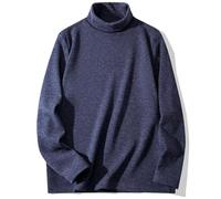CHENZKBD Maglia Termica Top con Caldi da Fondo in Velluto di Seta Alta Lana Autunno E Invernali-blu-2xl